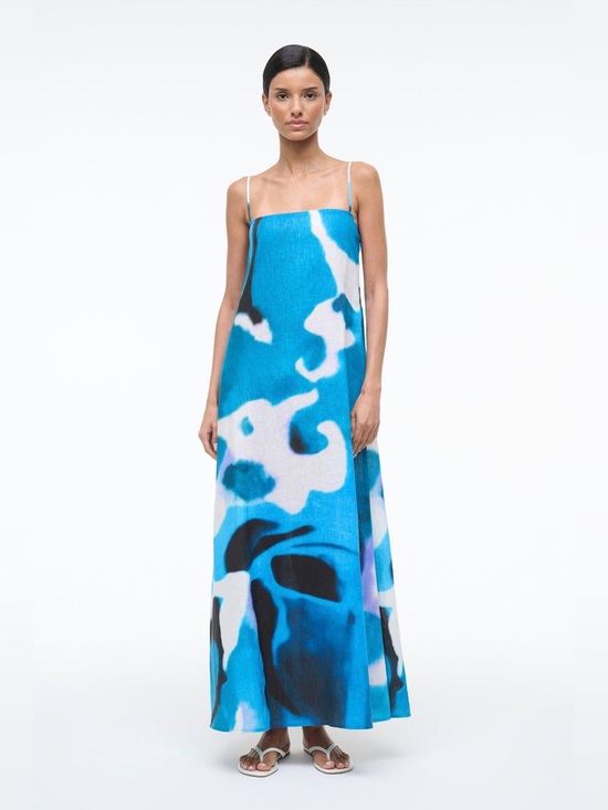STAUD Dresses & Skirts - STAUD Laura Linen Dress Blue Haze